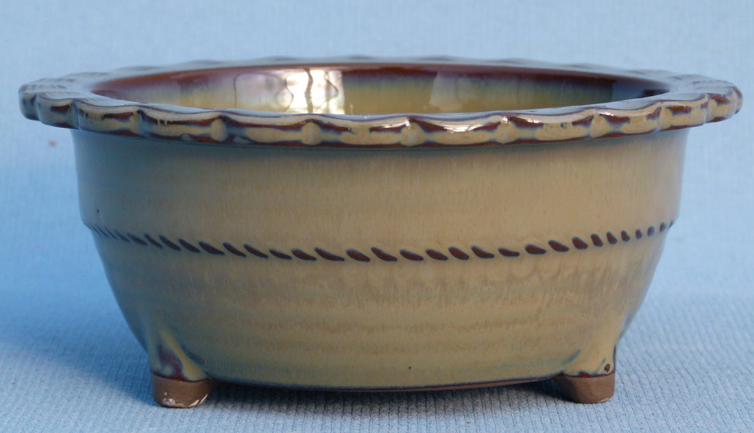 Round Glazed Japanese Made Bonsai Pot - 6"