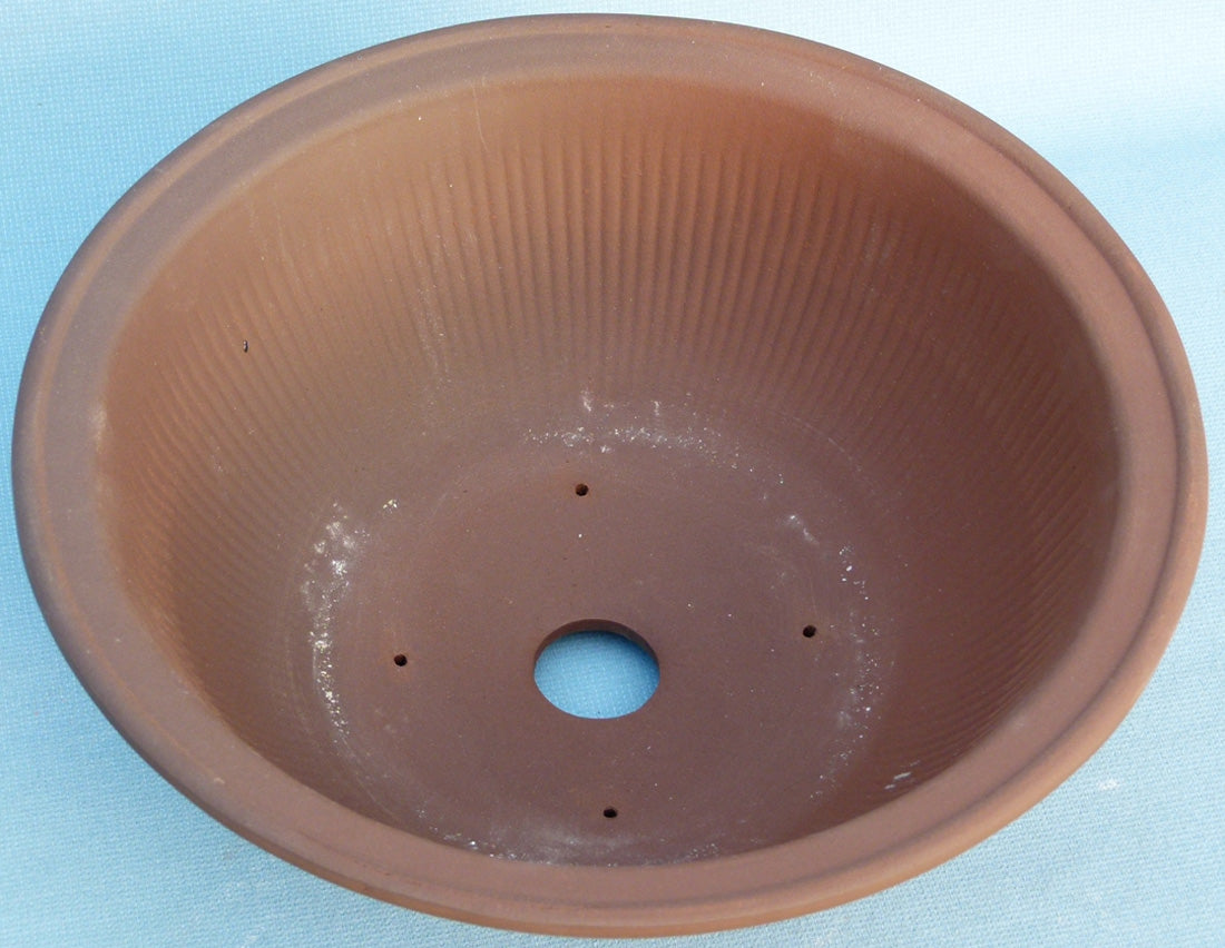 Round Unglazed Japanese Made Bonsai Pot - 12.5"