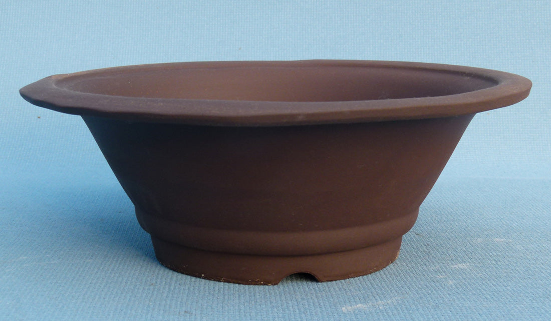 Round Unglazed Japanese Made Bonsai Pot 