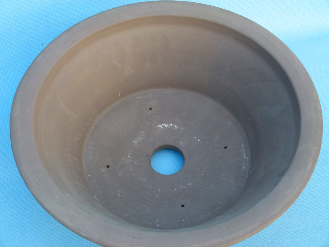 Round Unglazed Japanese Made Bonsai Pot - 14"