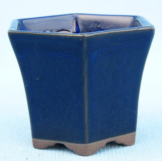 High Quality Japanese Glazed Hexagonal Bonsai Pot - 3"