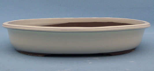 Japanese Made Quality Cream Glazed Oval Bonsai Pot - 11"