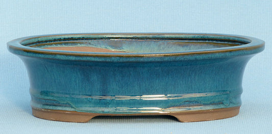 Brown/Copper Glazed Oval Bonsai Pot