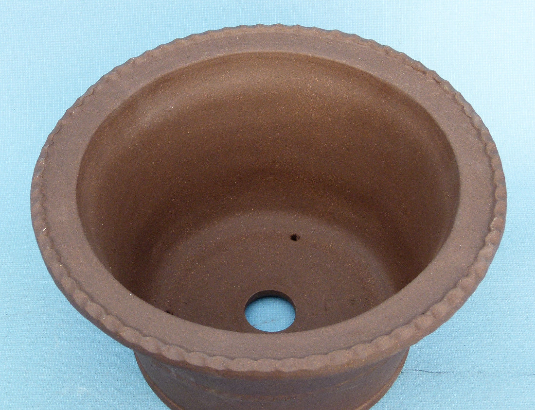 Deep Round Unglazed Quality Bonsai Pot - 11"