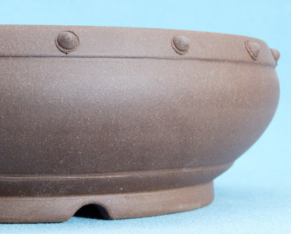 Round Unglazed Quality Bonsai Drum Pot - 9.5"