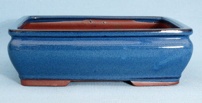 Bonsai Basics Blue Glazed Rectangular Bonsai Pot - 10"