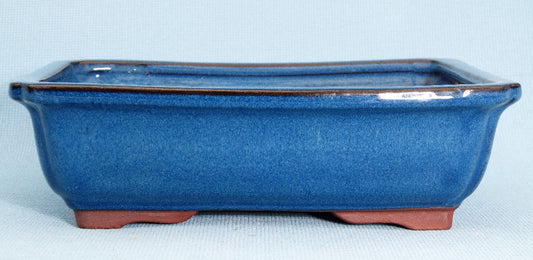 Bonsai Basics Blue Glazed Rectangular Bonsai Pot - 10"