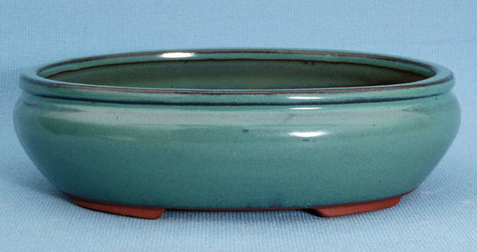 Bonsai Basics Blue Glazed Oval Bonsai Pot - 10"