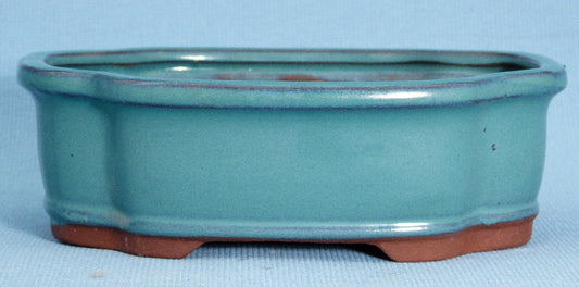 Bonsai Basics Blue Glazed Oval Bonsai Pot - 8"