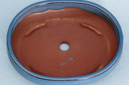 Bonsai Basics Blue Glazed Oval Bonsai Pot - 8"