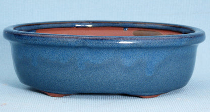 Bonsai Basics Blue Glazed Oval Bonsai Pot - 8"