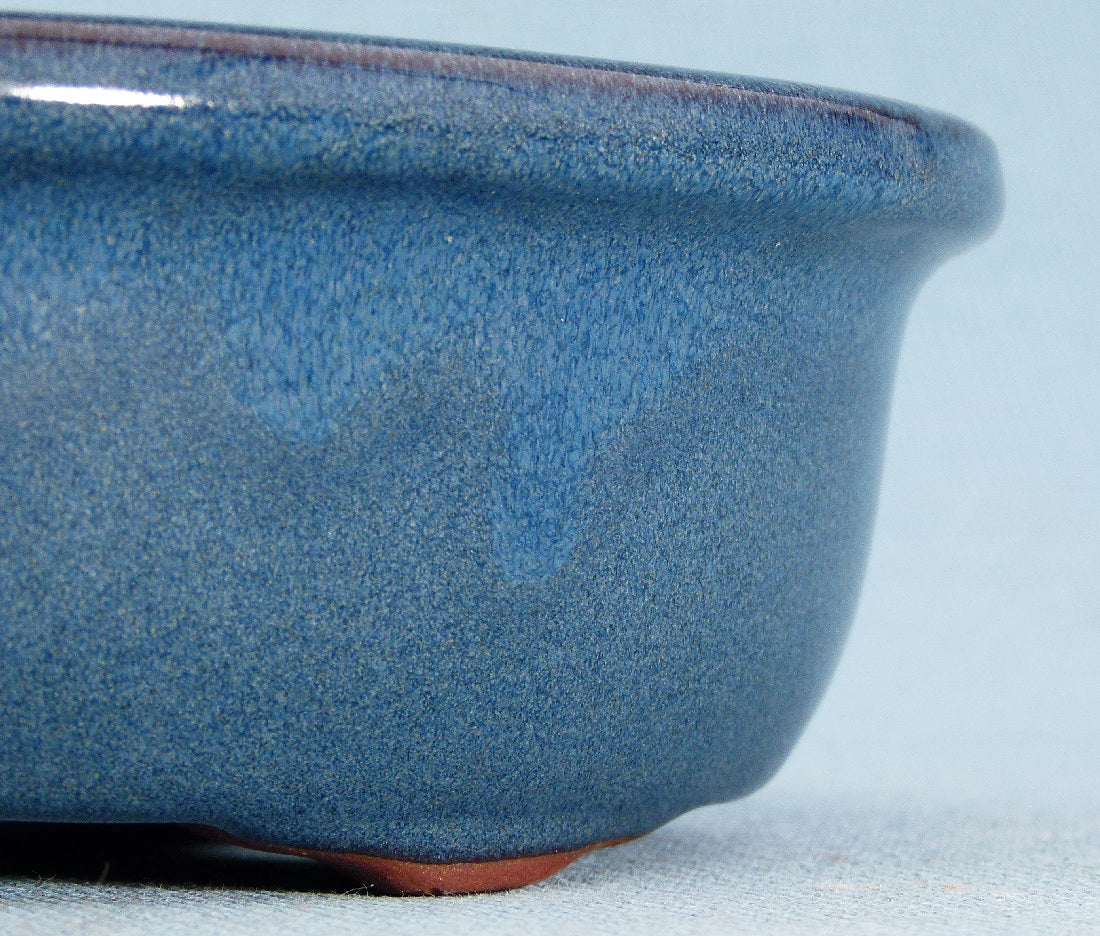 Bonsai Basics Blue Glazed Oval Bonsai Pot - 8"