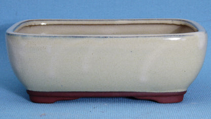 Bonsai Basics Cream Glazed Rectangular Bonsai Pot - 8"