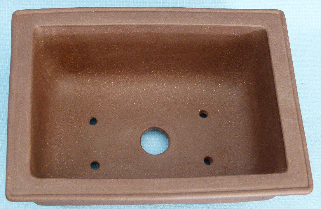 Deep Rectangular Unglazed Quality Bonsai Pot - 12"