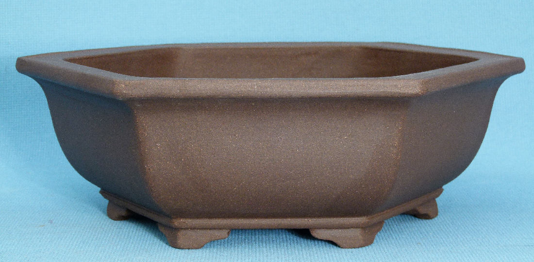 Hexagonal Unglazed Quality Bonsai Pot - 11"