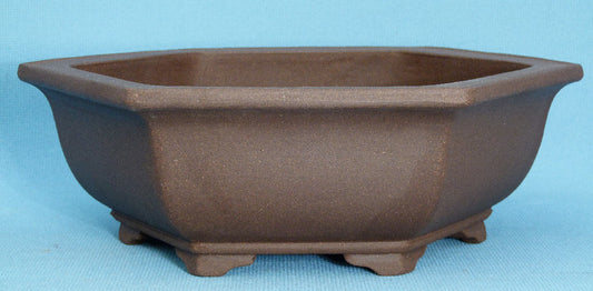 Hexagonal Unglazed Quality Bonsai Pot - 12"