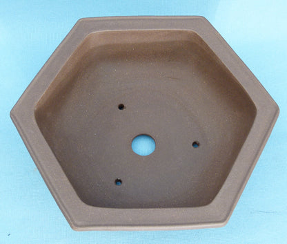 Hexagonal Unglazed Quality Bonsai Pot - 12"