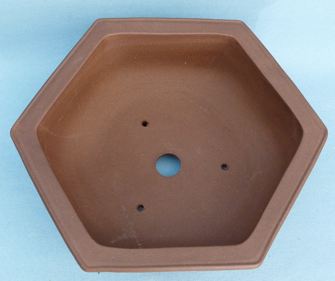 Hexagonal Unglazed Quality Bonsai Pot - 14"