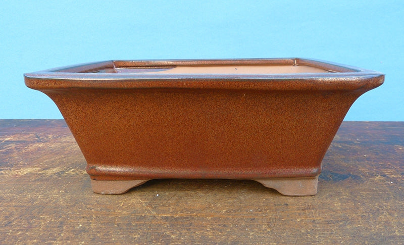 Rectangular Cream Glazed Bonsai Pot - 8"