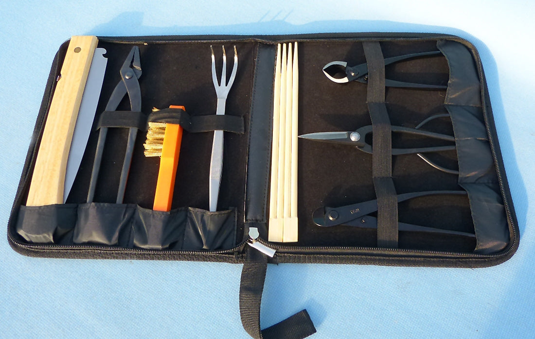 The Apprentice's Bonsai Tool Kit - 8 Piece In Leather Case