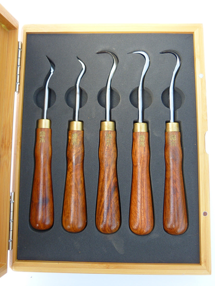 Bonsai Wood Carving Gouge Set 5 Piece Set in Presentation Case Kaizen Bonsai