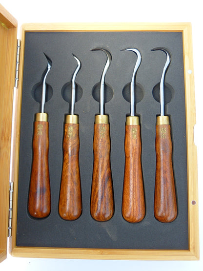 Bonsai & Wood Carving Gouge Set - 5 Piece Set in Presentation Case