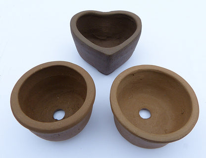 Small Unglazed Bonsai / Accent Plant Pots - 3 Pack