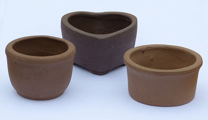 Small Unglazed Bonsai / Accent Plant Pots - 3 Pack