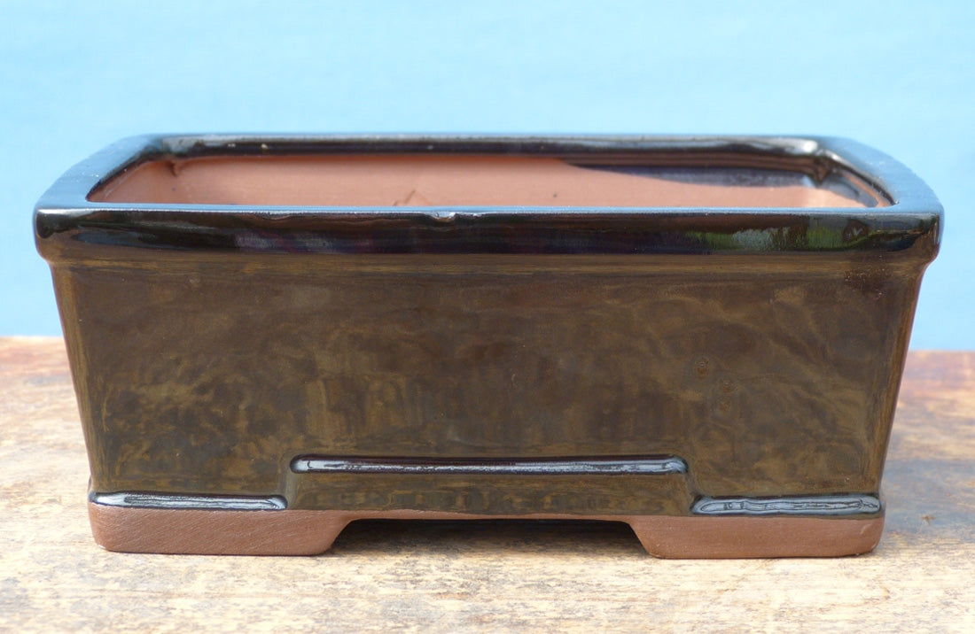 Green Glazed Rectangle Bonsai Pot GAS071-3