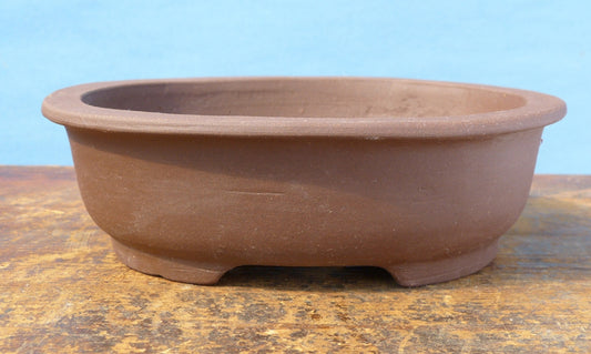 Bonsai Basics - Oval Unglazed Bonsai Pot - 7" - Being hand made basic quality some finish