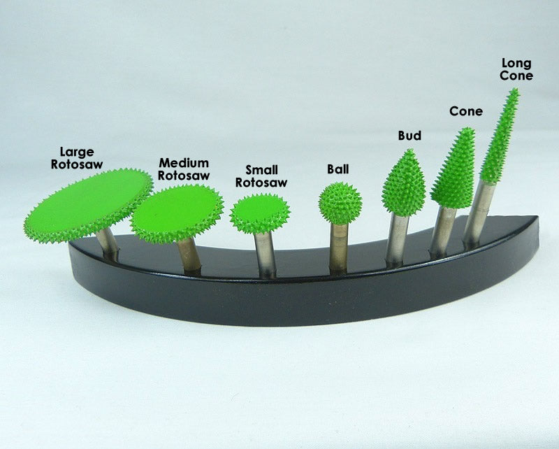Large Rotosaw, Medium Rotosaw, Small Rotosaw, Ball, Bud, Cone, Long cone