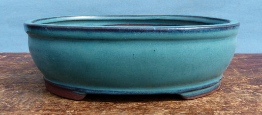 Bonsai Basics Blue Glazed Oval Bonsai Pot - 8"